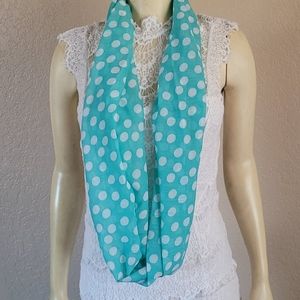 Teal polka-dot sheer Infinity scarf